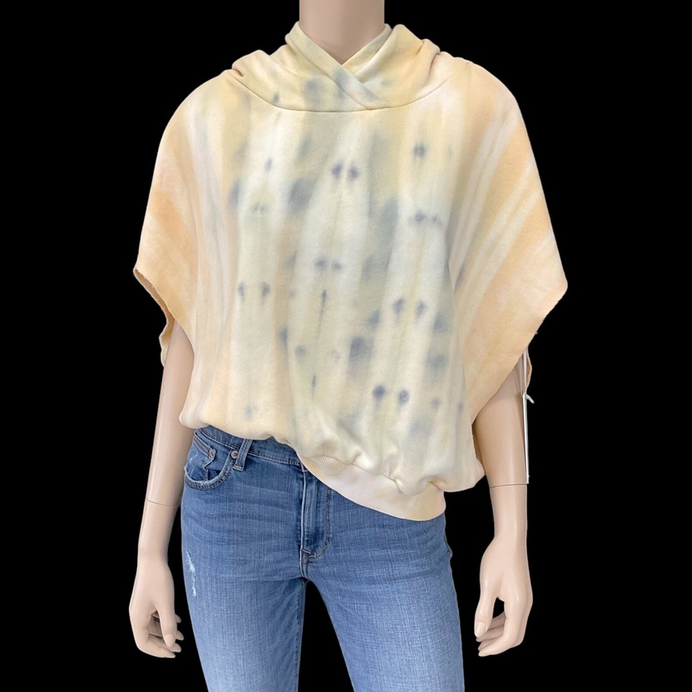 Young Fabulous & Broke Sweatshirt Women Large Orange Sleeveless Hood Tie Dye NWT - Picture 2 of 12